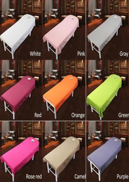 

cosmetic salon sheets spa massage treatment bed table cover sheets with hole 9 colors to choose3531916