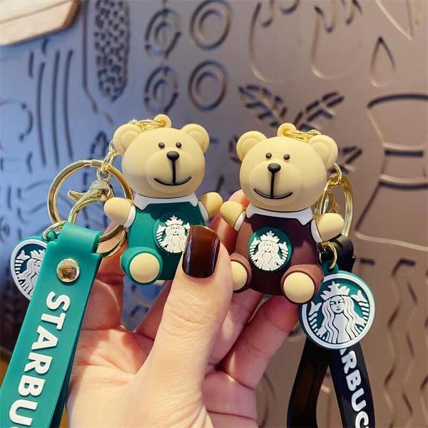 

designer fashion keychain bear pendant doll keychain for male and female business card holders satchel bag keychain holiday gift, Silver