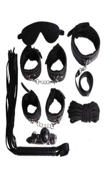 

set sm fun 7 designers piece plush leather binding rope toys alternative couple flirting supplies d55o17578312810226, Black;white