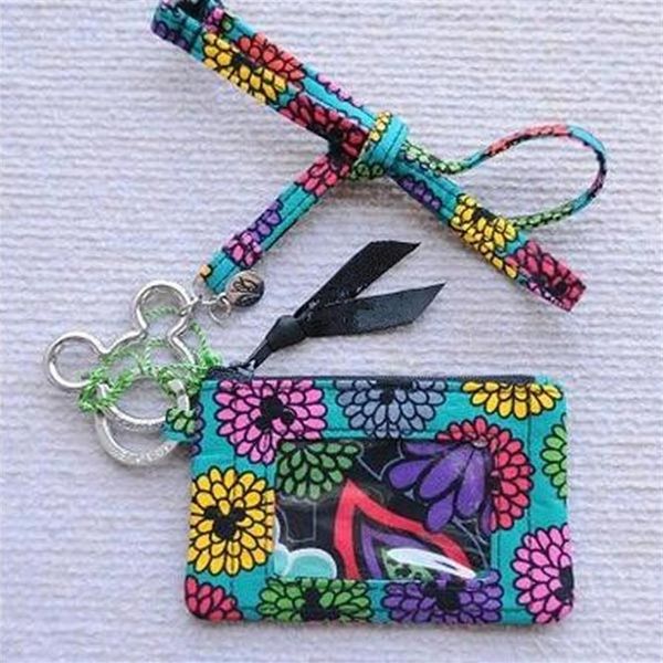 

nwt cartoon pattern zip id case & lanyard coin purse small wallet246p, Brown;gray