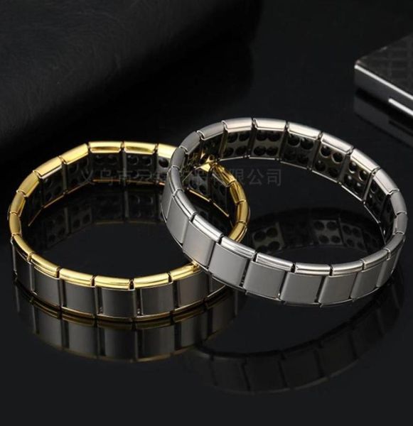 

link chain ed stainless steel magnetic bracelet for women healing bangle balance health men care jewelry11707065733595, Black