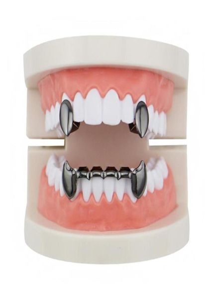 

fantasticdreamer 4 color hiphop gold silver plated single tooth cap fashion body jewelry false teeth grillz set 51565632431043, Black