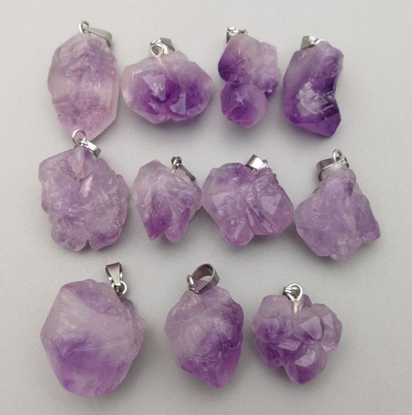 

natural stone stripe irregular amethysts charms pendants for necklace earrings jewelry making3773370, Bronze;silver