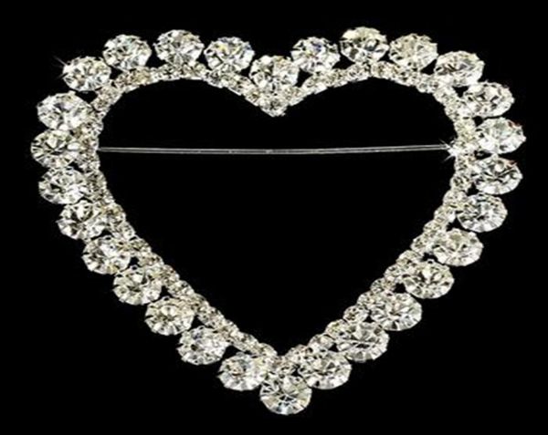 

225 inch sparkly rhinestone crystal wedding pin heart romance rhinestone bridal brooch2565395, Gray