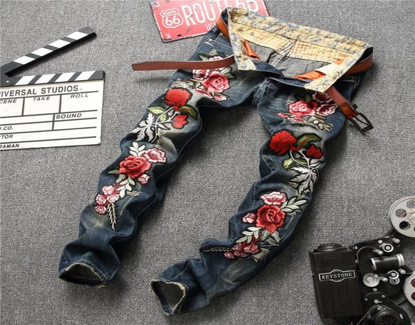 

fashion mens jeans luxury european and american style cotton blend long straight color no1 8 size embroidery zipper fly6703130, Blue