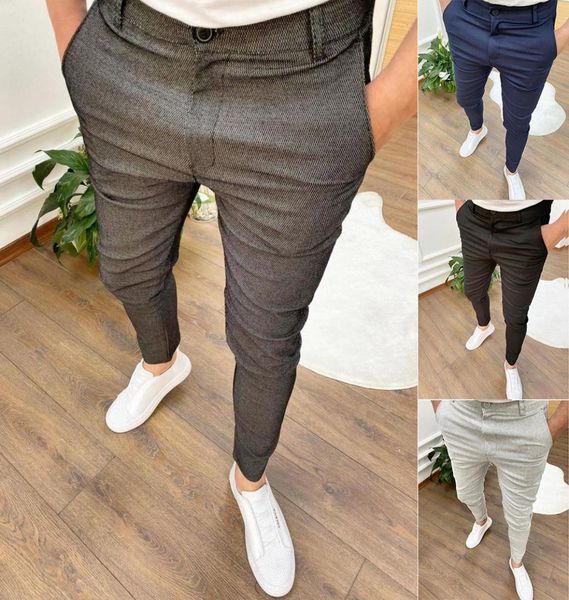 

casual pants for men fashionable slimfit zipper trousers plain plus size 3xl 4xl daily work streetwear slacks7038128, Black