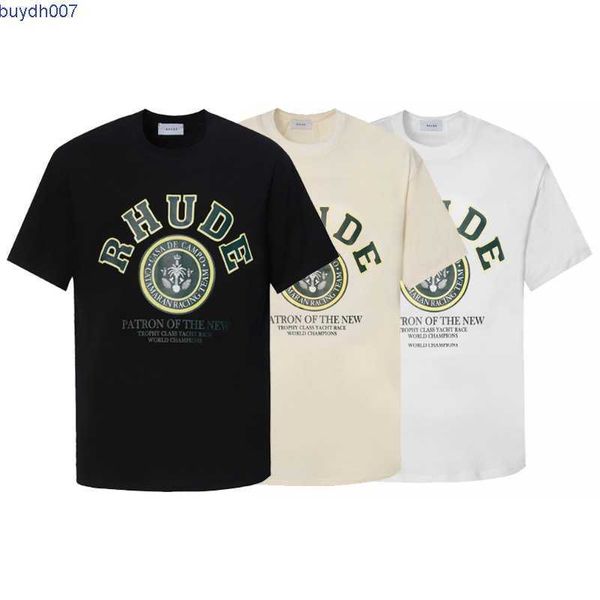

icxl men's t-shirts rhude 2023 summer new fashion brand loose short sleeve design sense letter print top, White;black