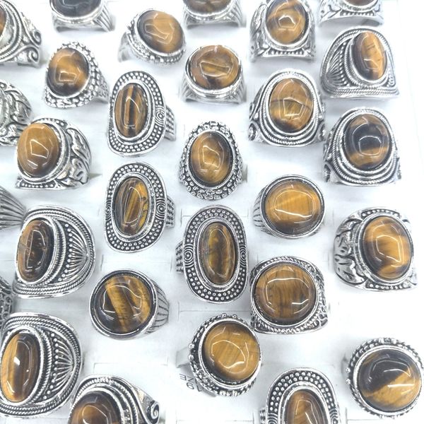 

vintage tiger's eye stone rings costume rings 50pcs/lot wholesale, Golden;silver