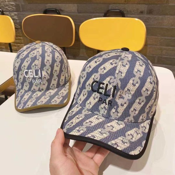 

23 new french c-lin embroidered men's and women's baseball hat duck tongue hat old flower letter outdoor fashion sunshade hat, Blue;gray