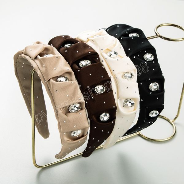 

shiny rhinestone headband fashion hair accessories women's trend hairband wide-brimmed hair band hoop girl headwear, Slivery;white