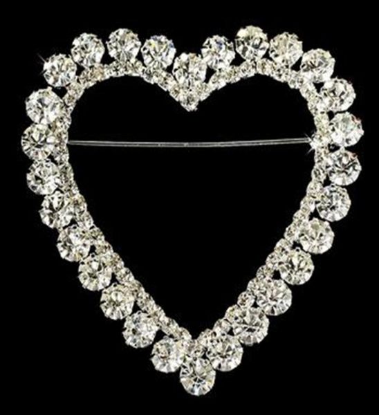 

225 inch sparkly rhinestone crystal wedding pin heart romance rhinestone bridal brooch8965284, Gray