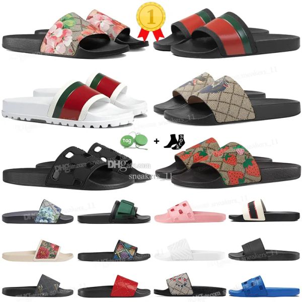 

designer slide sandals flat slippers black bee tiger floral flowers sandal canvas green fashion luxury summer beach slides for wom fvesua