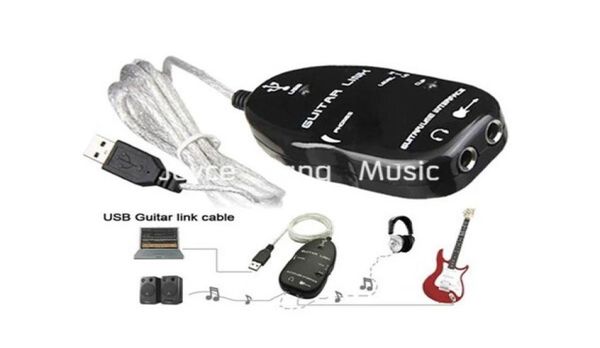 

electric guitar interface link audio usb cable adapter to computer for pcmac black white8373026