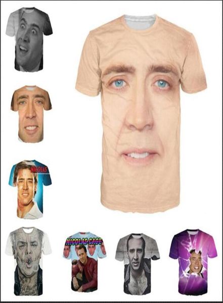 

fashion clothing the giant blown up face of nicolas cage casual tshirt women men 3d tshirt harajuku t shirt summer style 1253311, White;black