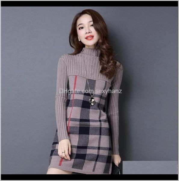 

sweater womens clothing apparel women autumn winter turtleneck long sleeve plaid knitted sweater dress female loose sweaters pullo1049898, White;black