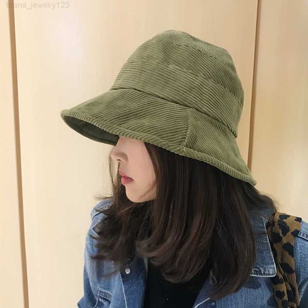 

2019 corduroy tweed bucket hat women panama winter solid japanese streetwear folding sunscreen big wide visor vintage flat hat, Blue;gray