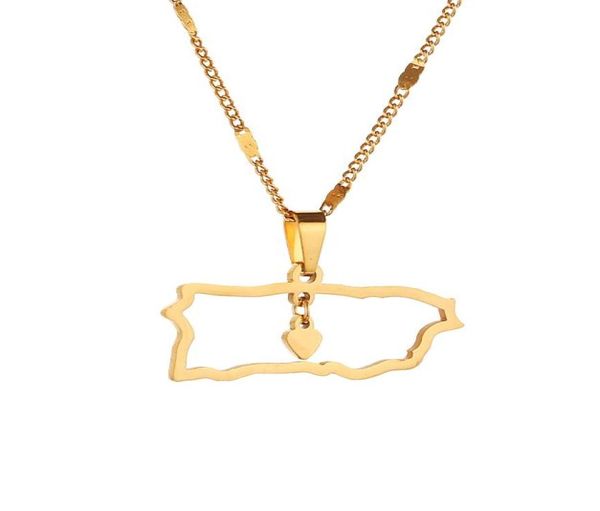 

stainless steel puerto rico map pendant necklaces puerto ricans map heart charm jewelry8676055, Silver