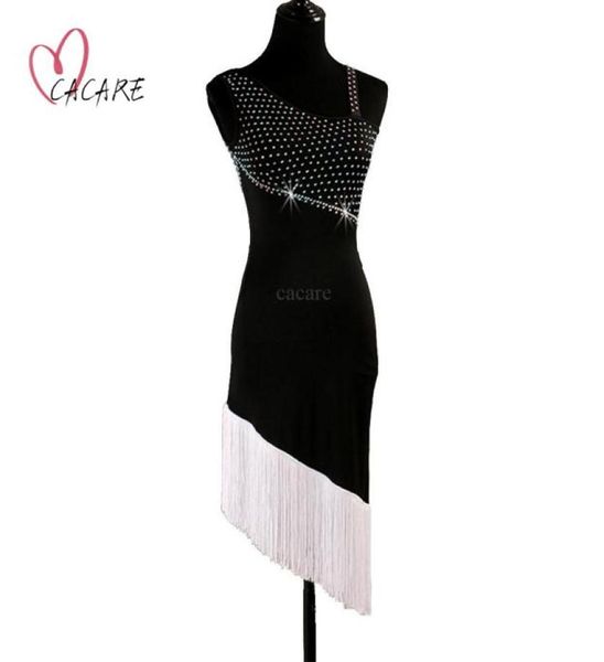 

latin dance dress women dancing competition dresses stage wear flapper dress samba d0469 black white with tassel hem rhines8909420, Black;red