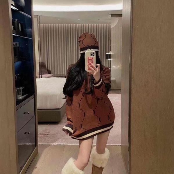 

fall high-end women sweater designer network red the same whole body g letter jacquard cardigan pullover crew-neck knit sweater comfortable, White;black