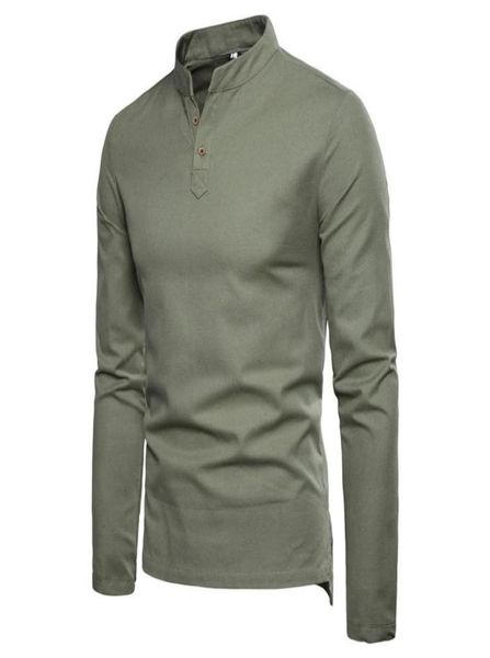 

long sleeve t shirt slim linen cotton shirts men fashion trend tshirts button mandarin collar young tees plus size for male8460987, White;black