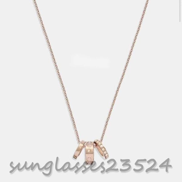 

coa-12 black gold three-ring three-piece necklace c does not fade light luxury striped necklace, Silver