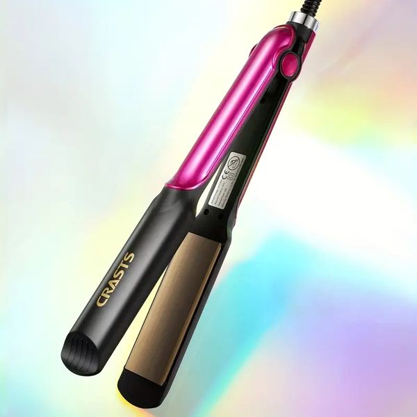 

1pc negative ion hair straightener for women - dual-use electric hair straightening and curling iron with color block design