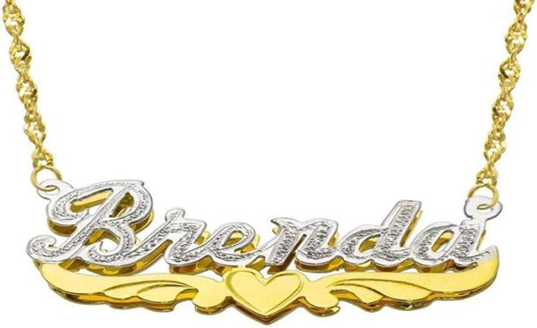 

pendant necklaces hip hop custom name necklace personality stainless stee gold choker letter heart for women gift13609364, Silver