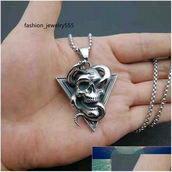 

pendant necklaces pendant necklaces 316l stainless steel retro skl and snake punk style men women necklace birthday gift factory price exper, Silver