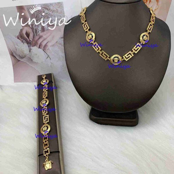 

bracelet & necklace designer set new drop glue medusa temperament baroque fashion light luxury jewelry e925, Silver