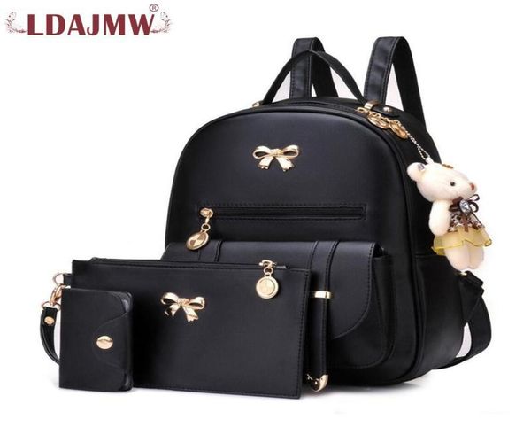 

ldajmw new arrival 3pcsset women backpack pu leather teenager school girls bags female shoulder bag purse9010370