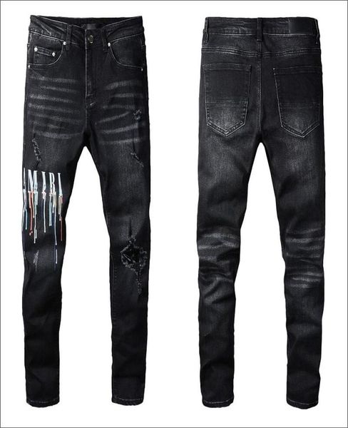 

23ss designer jeans mens denim embroidery pants fashion holes trouser us size 2840 hip hop distressed zipper trousers for male 204922380, Blue