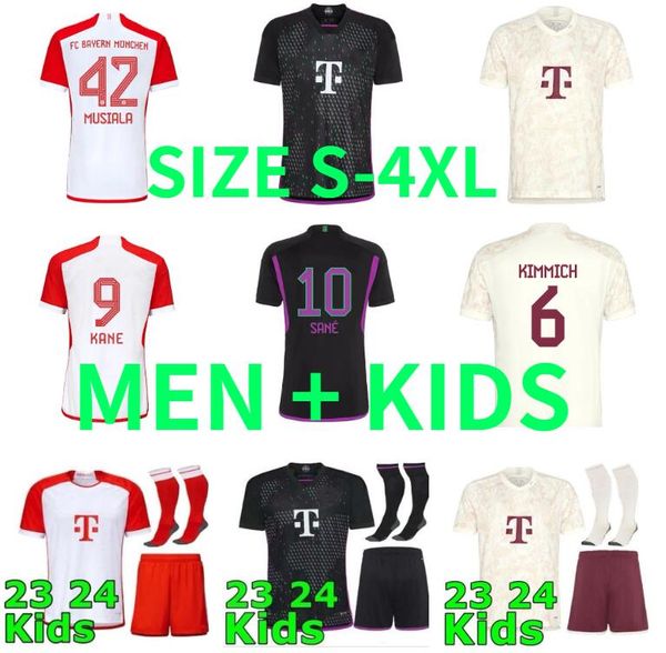 

23 24 bayern de ligt kane gravenberch soccer jerseys sane coman muller davies kimmich gnabry football shirt kids kit 2023 2024 special motin, Black;yellow