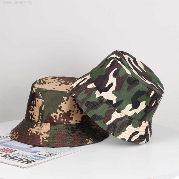 

summer camouflage bucket hat anti-uv women men beach sun visor hat wide brim visors foldable fisherman cap panama gorros, Blue;gray