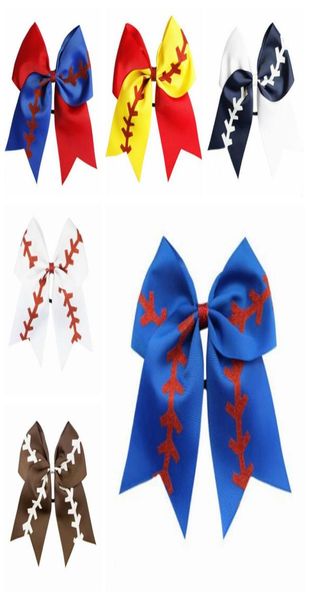 

softball team baseball cheer bows girls fashion rugby swallowtail ponytail hair holders bow girls hair band hair accessories 8 inc2857265, Slivery;white