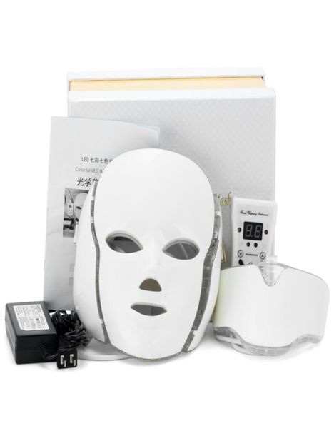 

7 color led light therapy face beauty machine neck mask with microcurrent for skin whitening device8480339