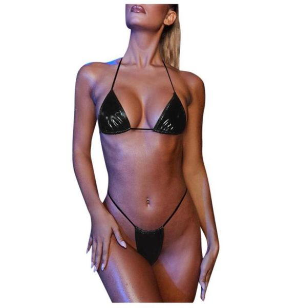 

ladies latex bikini sets women bling bandage pushup brazilian swimwear beachwear swimsuit female biquini women039s2530257, White;black