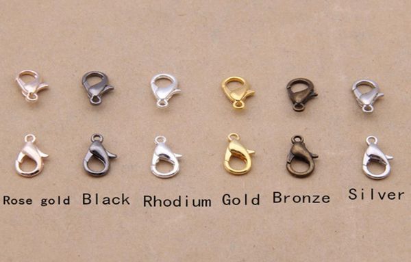 

300pcs 18mm jewelry findings bronzegoldrose goldblackrhodiumsilver lobster clasp hooks for necklace chain2977492