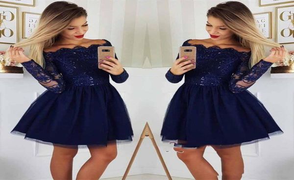 

2019 long sleeves lace aline homecoming dresses tulle applique short prom cocktail party dresses plus size vestidos de festa4136052, Blue;pink
