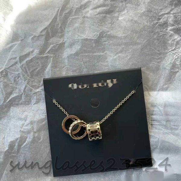 

coa-5 black gold three-ring three-piece necklace c does not fade light luxury striped necklace, Silver