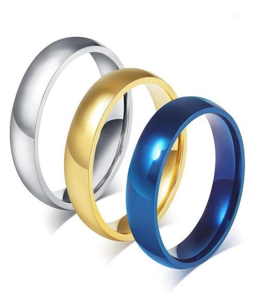 

wedding rings 6mm classic stainless steel dome ring men womens band engagement jewelry gift1237u3124197, Slivery;golden