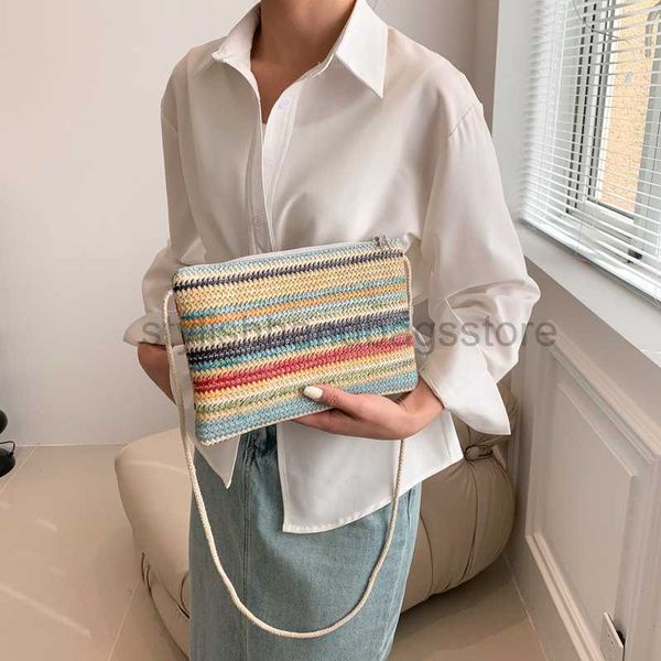 

shoulder bags small and large capacity contrast grass woven bag letter envelope 2023 new art woven bag fashion handheld bag beach bagstylish