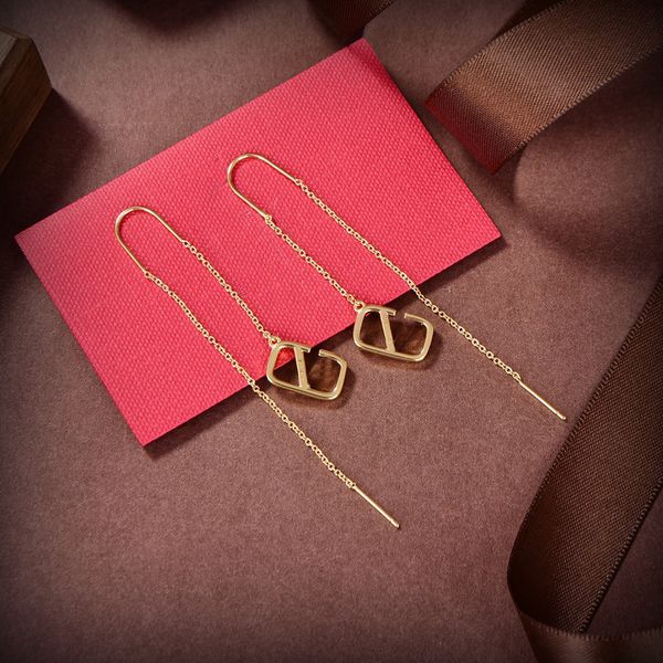 

letter v brand earring logo valentinolies stud earing women designer luxury jewelry crystal pearl hoop earrings 6744, Golden;silver