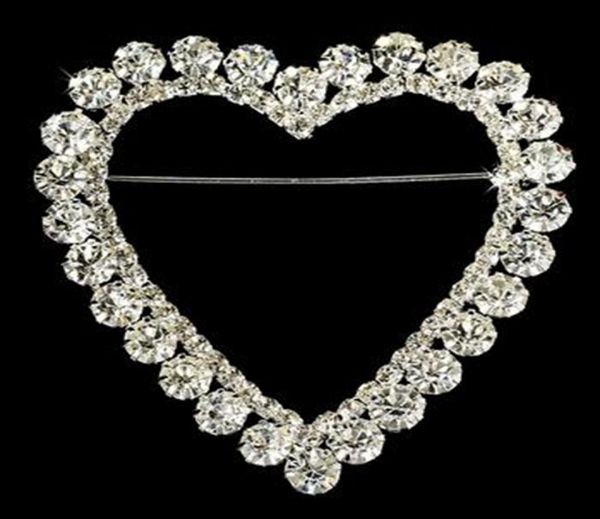 

225 inch sparkly rhinestone crystal wedding pin heart romance rhinestone bridal brooch6524870, Gray