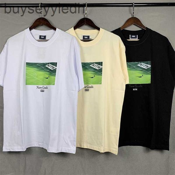 

kith purpose 22ss green football field inspirational banner print crewneck american street short sleeve tee, White;black