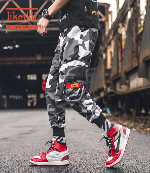 

liketkit mens camouflage joggers streetwear 2020 hip hop camo cargo pants sweatpants male cotton trousers fashion overalls 5xl6948633, Black