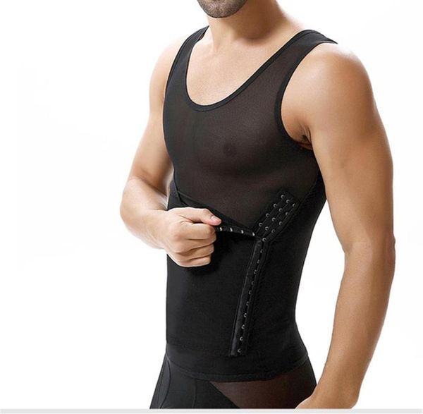 

men body shaper mesh vest waist cincher tummy control slimming belly shaper underwear girdles shapewear breathable25541682439, Black;brown