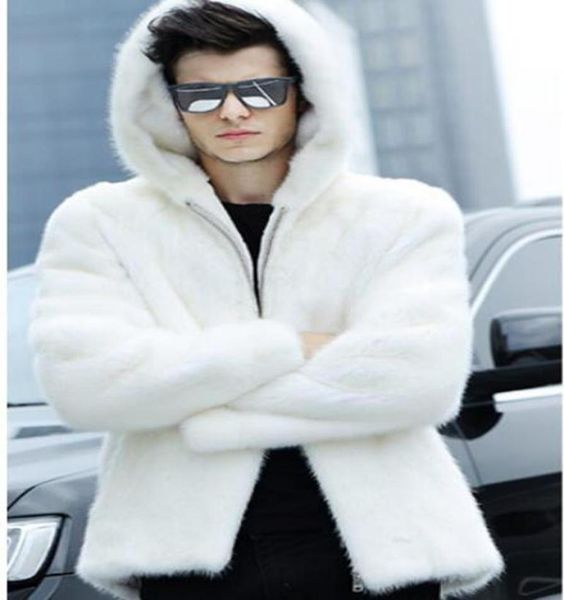 

men autumn winter korean fashion new style of european and american boutique personality handsome trend hat white fur coat s4xl3545829, Black