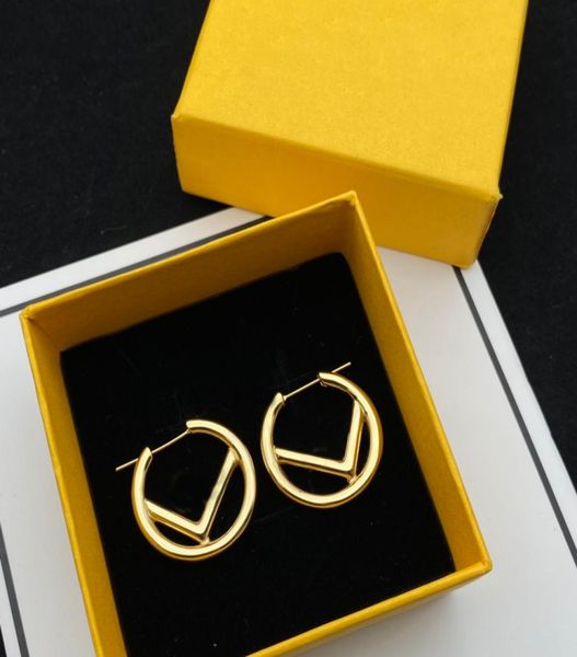 

women earings designer jewelry gold hoop earring accessories f letter luxurys studs silver earrings boucles size 3cm nice 220622033836497, Golden;silver