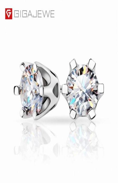 

gigajewe christmas gift ef total 1ct round cut stud earrings diamond test passed moissanite 18k white gold plated 925 silver earri3653062, Golden;silver