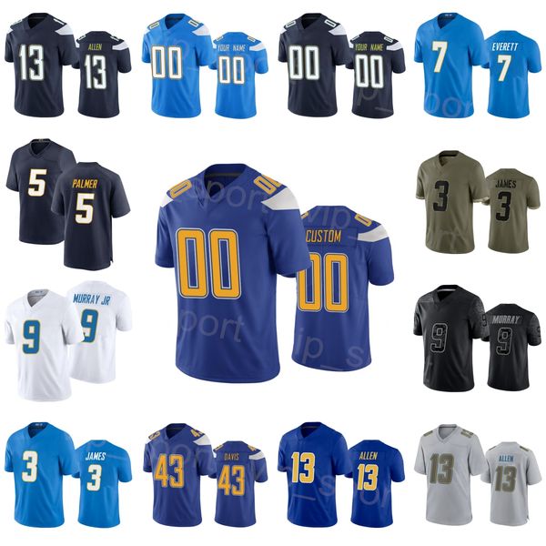 

team football 3 derwin james jr jersey 9 kenneth murray jr 43 michael davis 5 joshua palmer 13 keenan allen 7 gerald everett olive salute to, Black;red